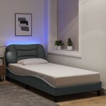 vidaXL Cadre de lit avec LED sans matelas gris clair 90x200 cm tissu