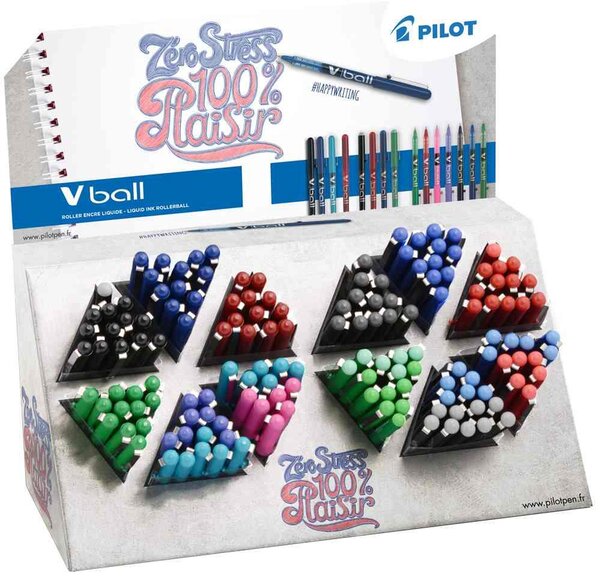 Stylo roller V Ball 05/07/1.0, présentoir de 180 PILOT