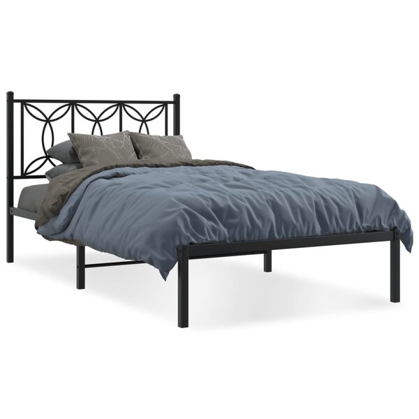 vidaXL Cadre de lit métal sans matelas avec tête de lit noir 100x200cm