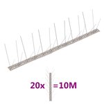 vidaXL Ensemble de 20 pointes à 4 rangées contre oiseaux Inox 10 m