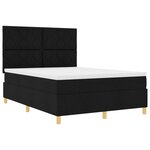 vidaXL Lit à sommier tapissier avec matelas Noir 140x200 cm Tissu