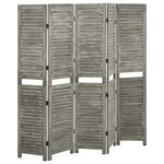vidaXL Cloison de séparation 5 panneaux Gris 179x166 cm Bois solide