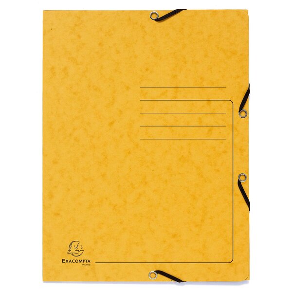 Chemise À Élastique 3 Rabats Carte Lustrée 355gm2 - A4 - Jaune - X 25 - Exacompta