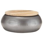 vidaXL Table basse Gris 68x68x30 cm Bois de manguier solide