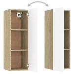 vidaXL Meuble TV Blanc et chêne sonoma 30 5x30x90 cm Bois d’ingénierie