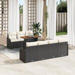 Ensemble de 8 pièces de canapés de jardin avec coussins en rattan poly noir