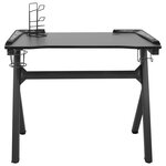 Bureau table poste de travail meuble d'ordinateur informatique étude de jeu à LED en forme de Y 90 x 60 x 75 cm noir 02_0023777