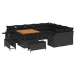 vidaXL Ensemble de 12 Pièces de Canapé de Jardin avec Oreillers Poly Rattan Noir Acacia