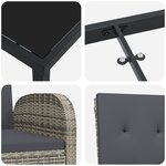 vidaXL Ensemble de salle à manger de jardin 3 pièces avec coussins - Rattan poly gris