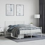 vidaXL Cadre de lit métal sans matelas et pied de lit blanc 140x190 cm