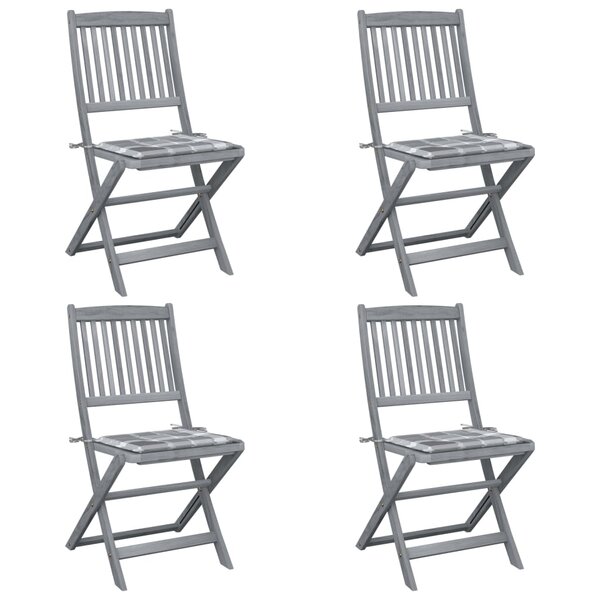 vidaXL Chaises pliables d'extérieur 4 Pièces avec coussins Bois d'acacia