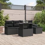 vidaXL 6 pièces de canapé de jardin avec coussins noirs en poly rotin