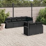 vidaXL Salon de jardin 7 Pièces avec coussins noir résine tressée