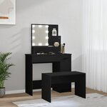 vidaXL Ensemble de coiffeuse avec LED Noir Bois d'ingénierie