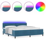 Lit à ressort vidaXL avec matelas et LED bleu foncé 200x200 cm en velours