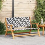vidaXL Banc de jardin Noir et blanc 122x76x73.5 cm Bois massif d'acacia