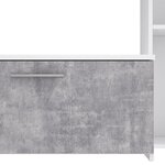 Meuble TV paroi murale - Blanc mat et béton clair - porte vitrée + 5 niches - 220 4 x 41 3 x 177 5 cm - PILVI