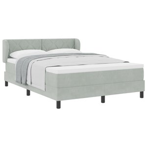 vidaXL Lit à ressorts avec matelas en gris clair  140x190 cm  Velours