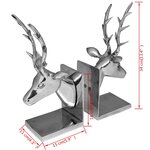 vidaXL Serre-livres cerf 2 pièces Aluminium Argenté