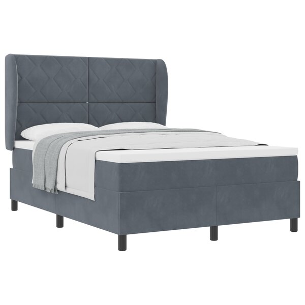 Lit Box Spring avec Matelas VidaXL Gris Foncé 140x200 cm Velours