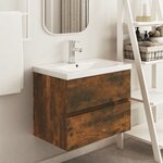 vidaXL Armoire de lavabo Chêne fumé 60x38 5x45 cm Bois d'ingénierie