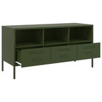 vidaXL Meuble TV vert olive 100 5x39x50 5 cm acier laminé à froid