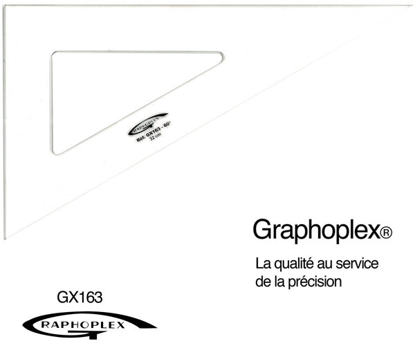 Equerre 60° 3 bords droits 32 cm