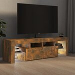 vidaXL Meuble TV avec lumières LED Chêne fumé 140x36 5x40 cm