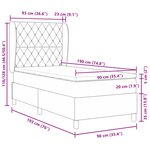 Somier avec Matelas vidaXL Noir 90x190 cm Velours