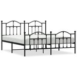 vidaXL Cadre de lit métal avec tête de lit/pied de lit noir 183x213 cm