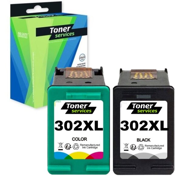 Compatible HP 302XL Pack 2 Cartouches Noir et couleurs (X4D37AE)