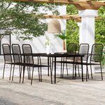 vidaXL Ensemble de salle à manger de jardin 7 Pièces Noir