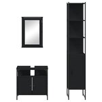 vidaXL Ensemble de meubles salle de bain 3 Pièces noir bois d'ingénierie