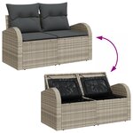 Ensemble de Canapé de Jardin vidaXL 6 Pièces avec Coussins Gris Clair Rotin Poly