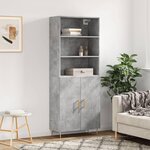 vidaXL Buffet haut Gris béton 69 5x34x180 cm Bois d'ingénierie