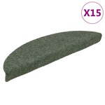 vidaXL Tapis d'escalier autocollants 15 Pièces Vert 56x17x3 cm Aiguilleté