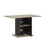 GAMI Table a manger rectangulaire avec rangement 1 porte - Décor chene et noir - L 120 x P 80 x H 75 cm - OXFORD