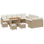 Ensemble de 14 Pièces de Canapés de Jardin avec Coussins en Rotin Beige Acacia