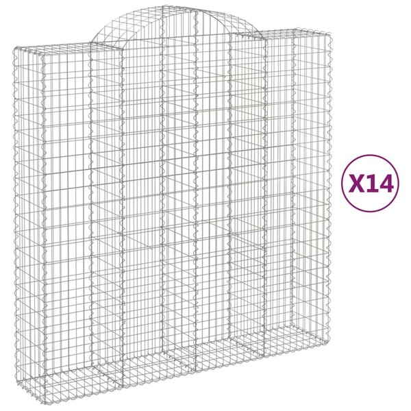 vidaXL Paniers à gabions arqués 14 Pièces 200x50x200/220 cm Fer galvanisé