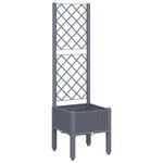 vidaXL Jardinière avec treillis gris 40x40x142 cm PP