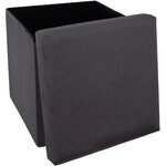 Pouf pliant velours Tess - Gris foncé