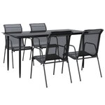 vidaXL Ensemble à manger de jardin 5 Pièces noir textilène et acier