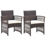vidaXL Fauteuils de jardin et coussins lot de 2 Marron Résine tressée