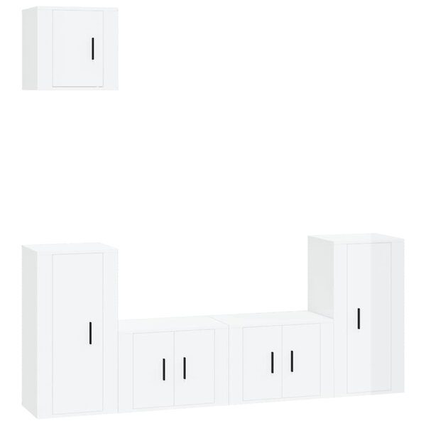 vidaXL Ensemble de meubles TV 5 Pièces Blanc brillant Bois d'ingénierie