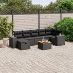 vidaXL Salon de jardin 8 Pièces avec coussins noir résine tressée
