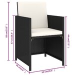 vidaXL Salon de jardin 6 Pièces avec coussins Résine tressée Noir