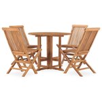 vidaXL Ensemble à manger d'extérieur pliable 5 Pièces Bois solide de teck