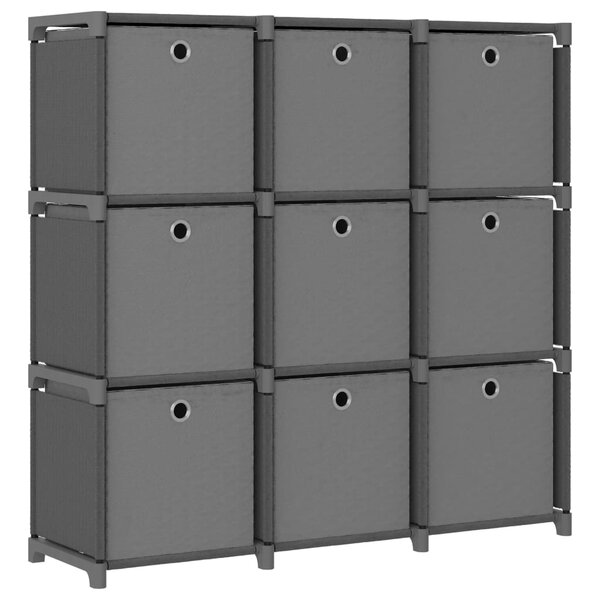 vidaXL Étagère à 9 cubes avec boîtes Gris 103x30x107 5 cm Tissu