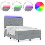 vidaXL Lit à ressorts avec matelas & LED gris clair 160x200 cm en tissu