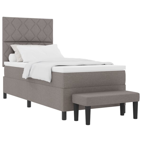 vidaXL Lit à sommier tapissier avec matelas et banc taupe 90x190 cm en tissu